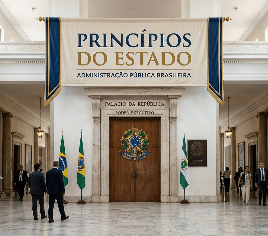 Título 'Princípios do Estado' em destaque institucional