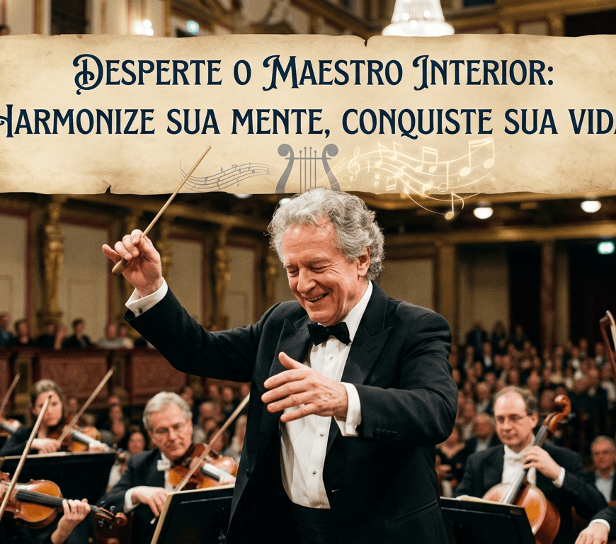 “DESPERTE O MAESTRO INTERIOR: HARMONIZE SUA MENTE, CONQUISTE SUA VIDA!” Maestro rege orquestra.